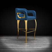 Caprice Gold Bar Stool Blue Velvet by Roberto Grassie 22-143TG-BU-BAR
