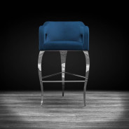 Caprice Silver Counter Stool Blue Velvet By Michael Amini 22-142SS-BU-CNTR