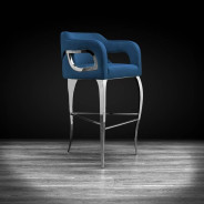 Caprice Silver Counter Stool Blue Velvet By Michael Amini 22-142SS-BU-CNTR