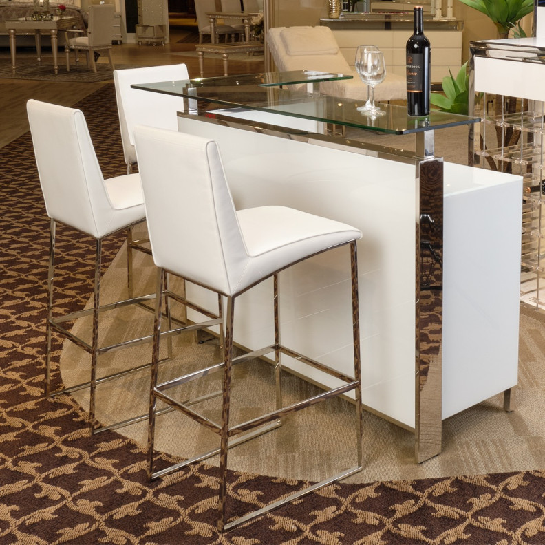 Barstool Glossy White State St. Collection By Michael Amini