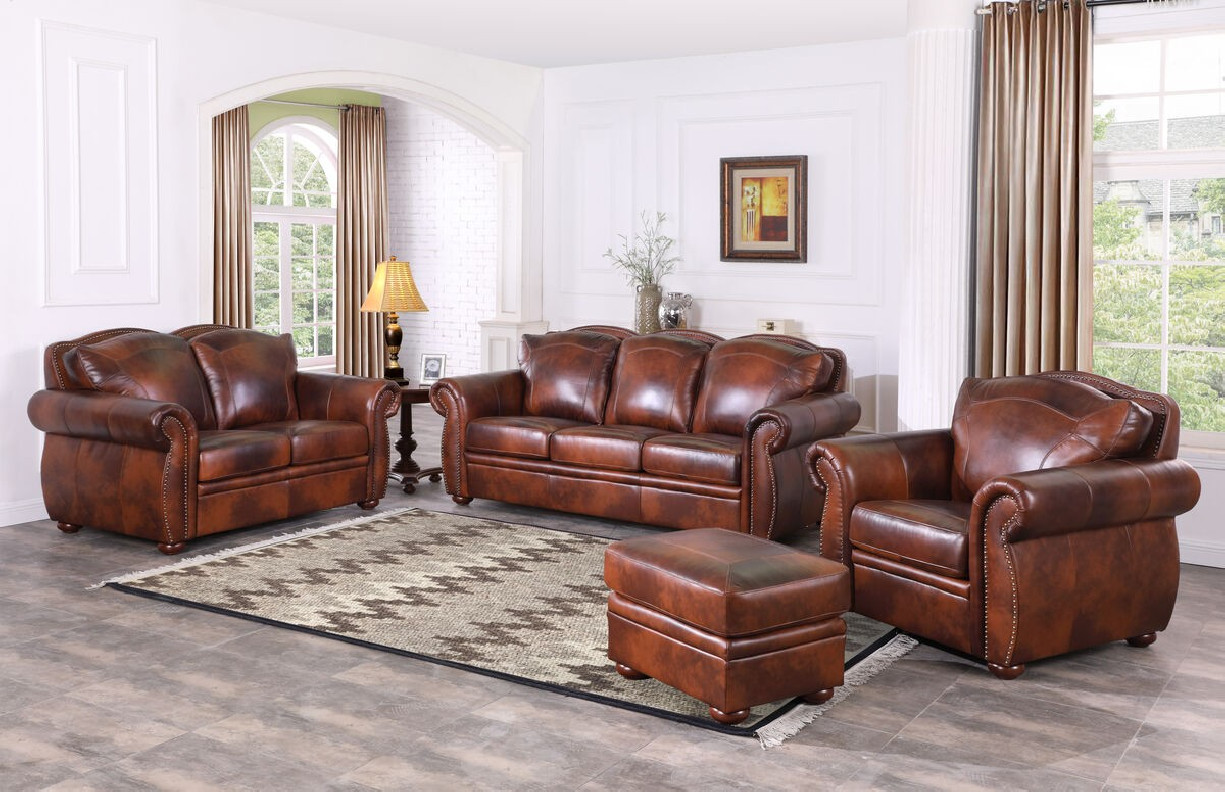 6110 Arizona Full size Stacionary Sofa in luxury leather By Leather Italia USA
