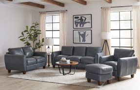 6529 Traverse Stacionary Sofa Blue leather by By Leather Italia USA