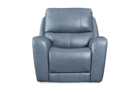 EH 295 Cambria Blue leather Bel Air dual Power Reclining Sofa & Loveseat by Italia USA