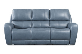 EH 295 Cambria Blue leather Bel Air dual Power Reclining Sofa & Loveseat by Italia USA