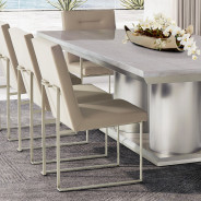 7PC Rectangular Double Pedestal Dining Table Marin Collection By Michael Amini . KI-MRIN002-139
