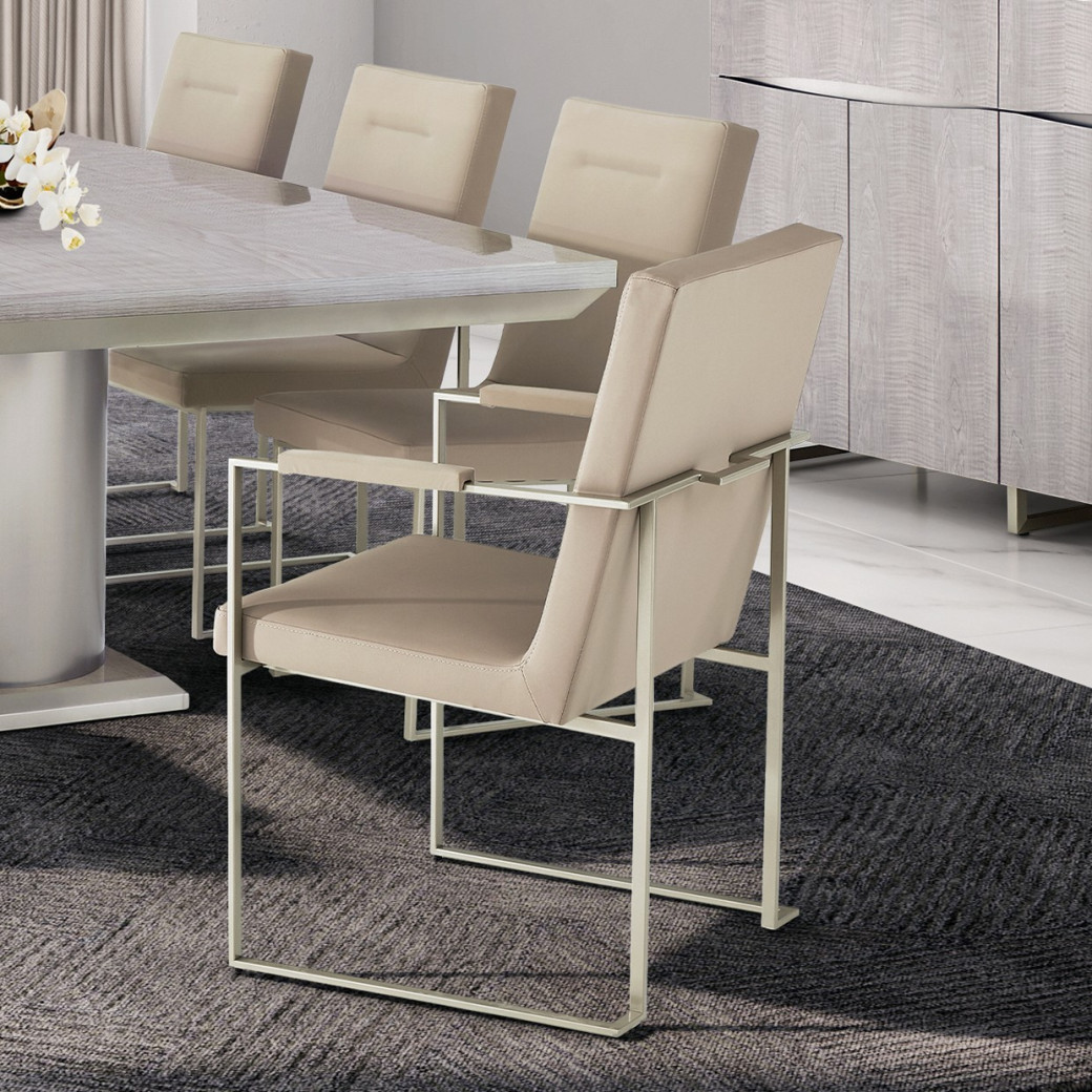 7PC Rectangular Double Pedestal Dining Table Marin Collection By Michael Amini . KI-MRIN002-139