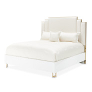 Platform Bed White Cloud Finish Palm Gate collection by Michael Amini