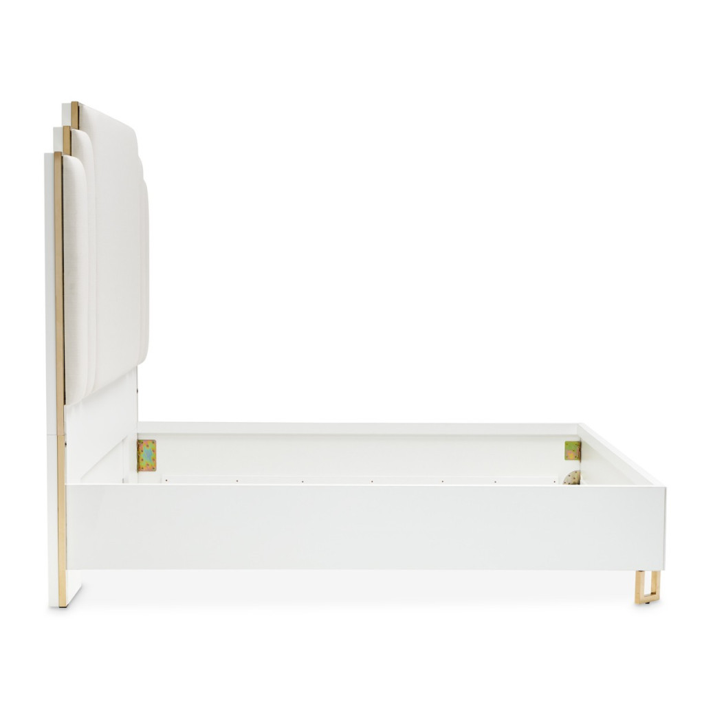 Platform Bed White Cloud Finish Palm Gate collection by Michael Amini