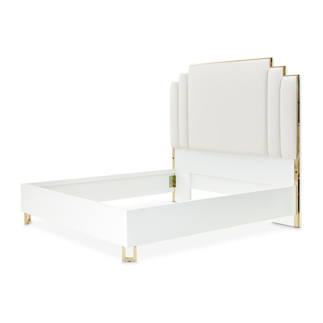 Platform Bed White Cloud Finish Palm Gate collection by Michael Amini