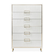 6 Drawer Chest Cloud White Palm Gate Collection By Michael Amini
