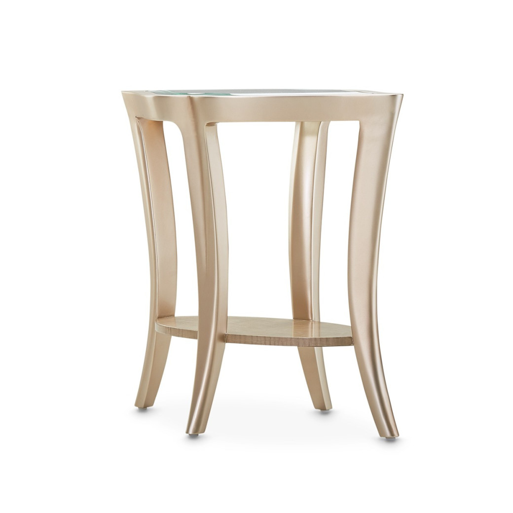 End Table W/Glass Chardonnay Malibu Crest Collection By Michael Amini N9007224-822