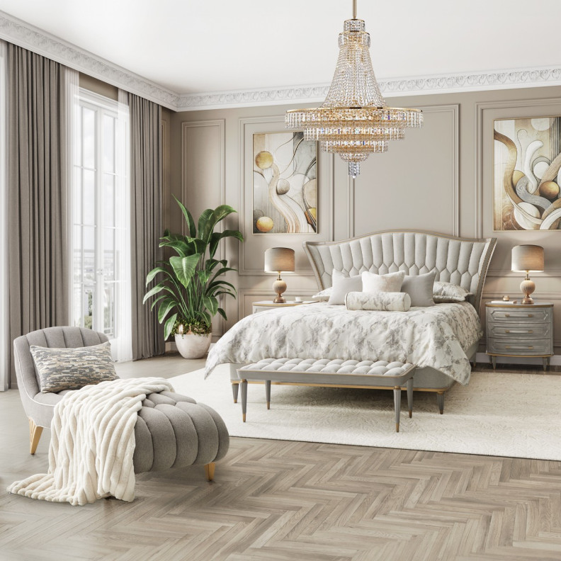 St Charles Collection Eastern King Platform Bed By Michael Amini 9088000EK-803