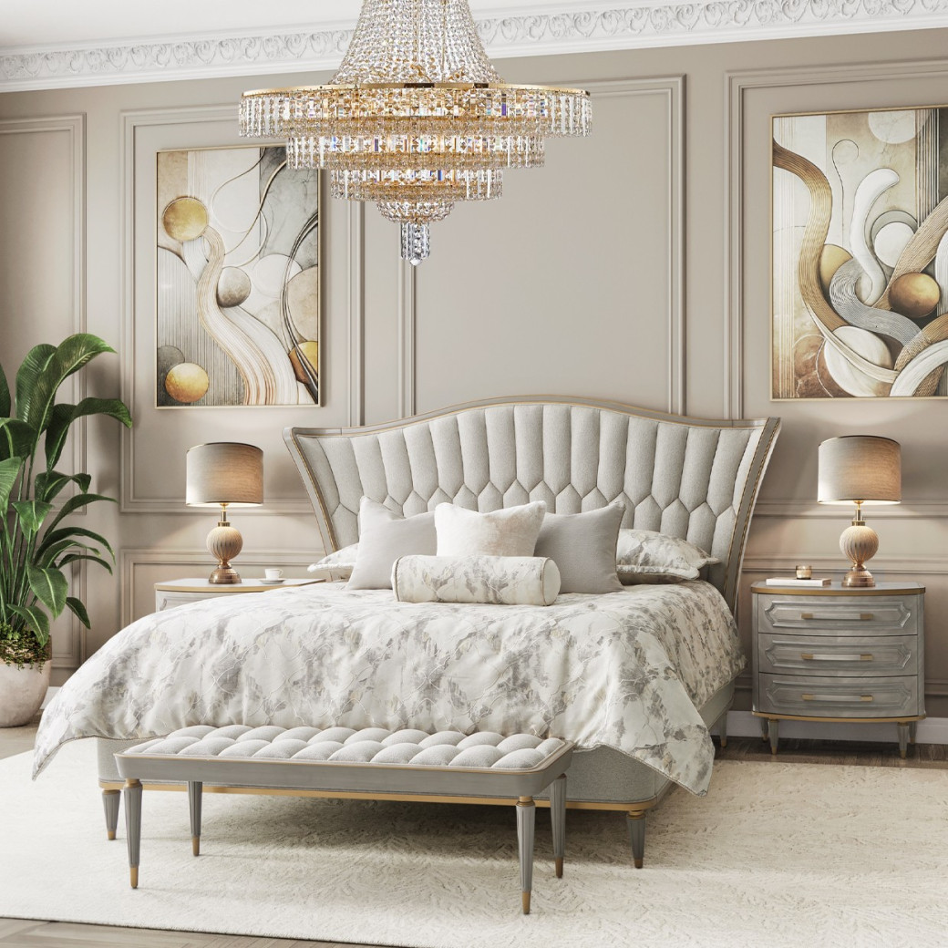St Charles Collection Eastern King Platform Bed By Michael Amini 9088000EK-803