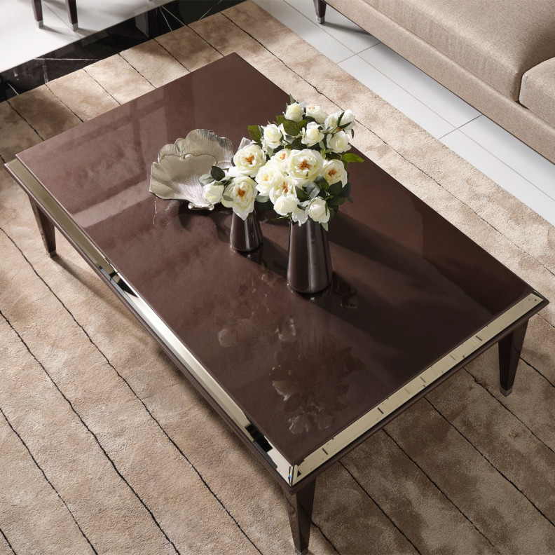 Cocktail Table Glossy Mocha Sand Lousanne Collection By Michael Amini  LFR-LUSN201-414