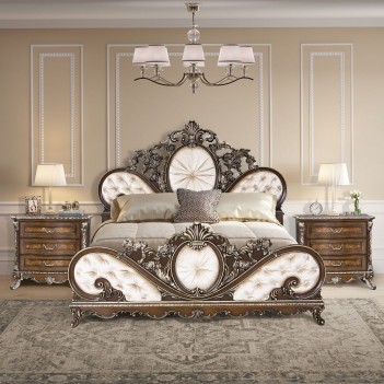 Queen Bed Cream Fabric &...
