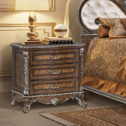 Queen Bed Cream Fabric & Cherry Finish Devany Collection by Acme Furniture