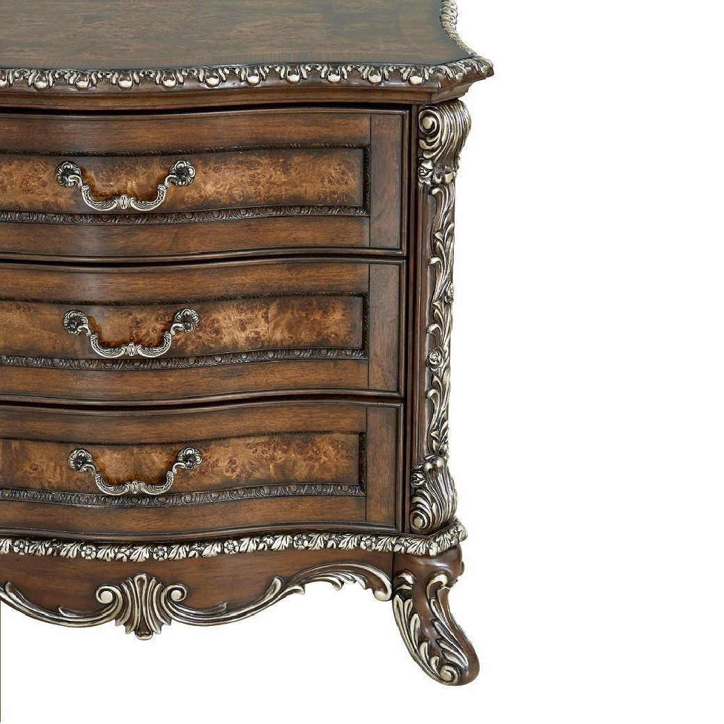 Queen Bed Cream Fabric & Cherry Finish Devany Collection by Acme Furniture