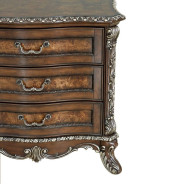 Queen Bed Cream Fabric & Cherry Finish Devany Collection by Acme Furniture