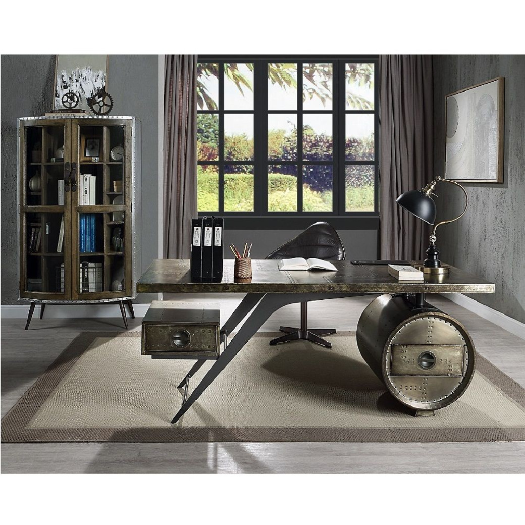 OF02586 Urban Industrial Chic Brancaster Executive Writing Desk W/USB by Acme Furniture