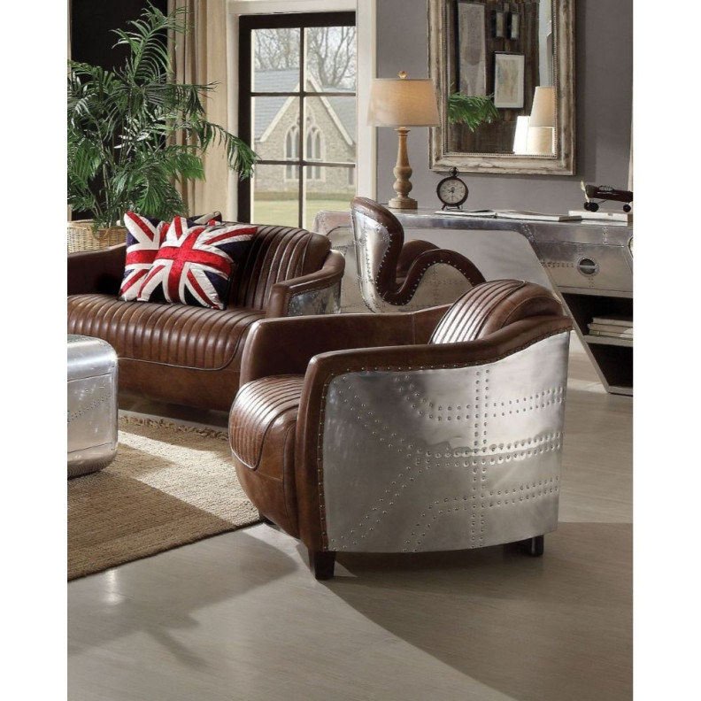 53547 Urban Industrial Chic Accent Chair Brancaster Collection By Acme Furniture