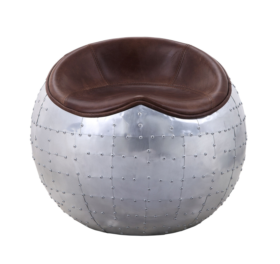 59836 Urban Industrial Chic Antique Brown Top Grain Leather Ottoman Brancaster by Acme Furniture
