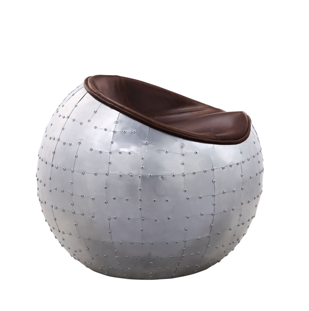 59836 Urban Industrial Chic Antique Brown Top Grain Leather Ottoman Brancaster by Acme Furniture