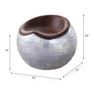 59836 Urban Industrial Chic Antique Brown Top Grain Leather Ottoman Brancaster by Acme Furniture