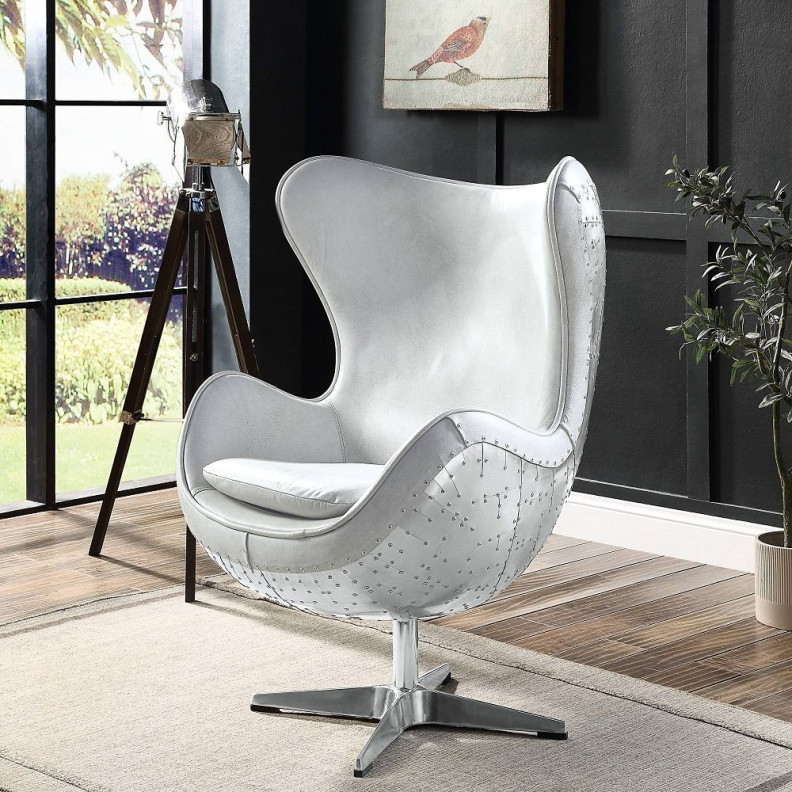 AC01991 Urban Industrial Chic Vintage White Chair Brancaster Collection By Michael Amini