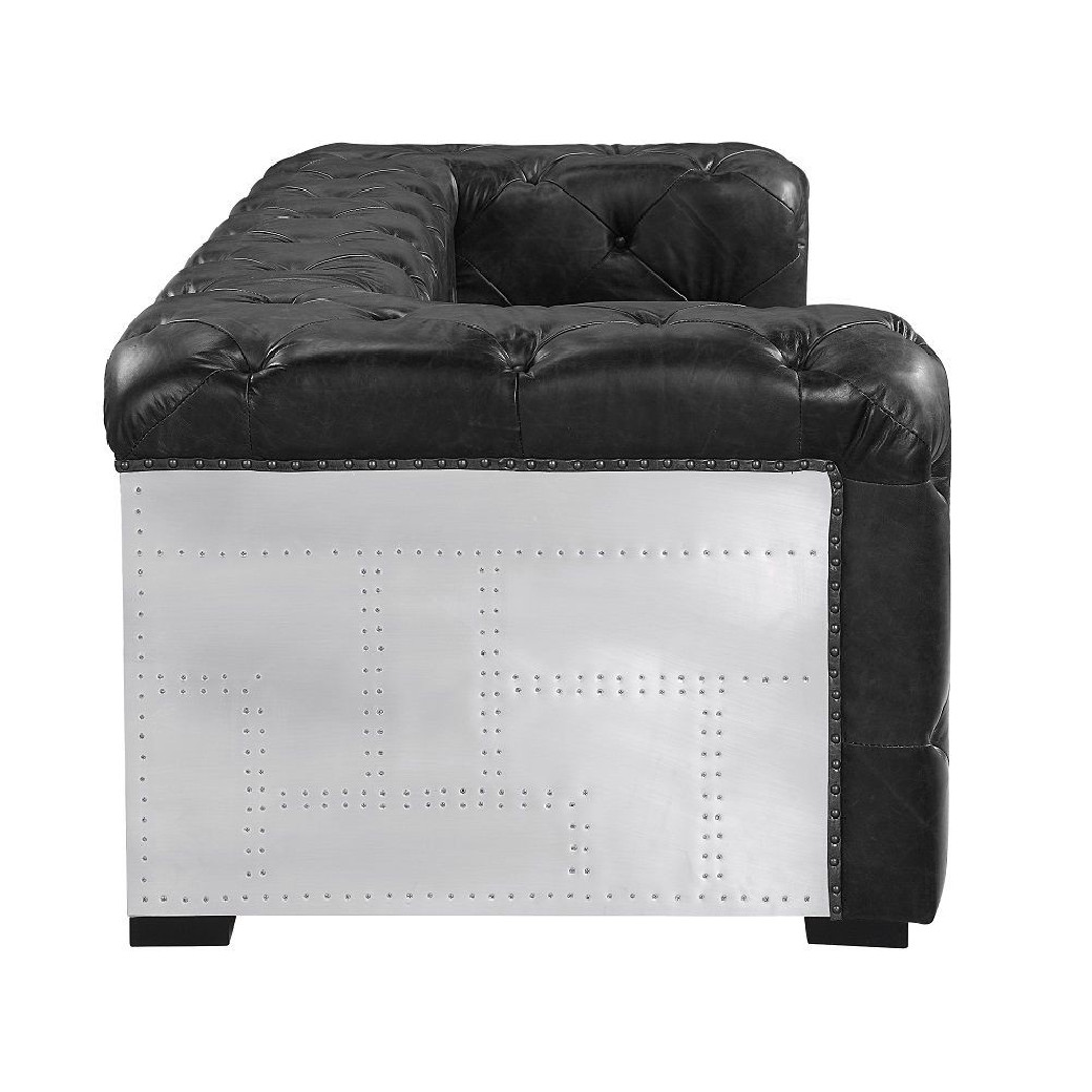LV02285 Urban Industrial Chic Brancaster Black Top Grain Leather Sofa by Acme Furniture
