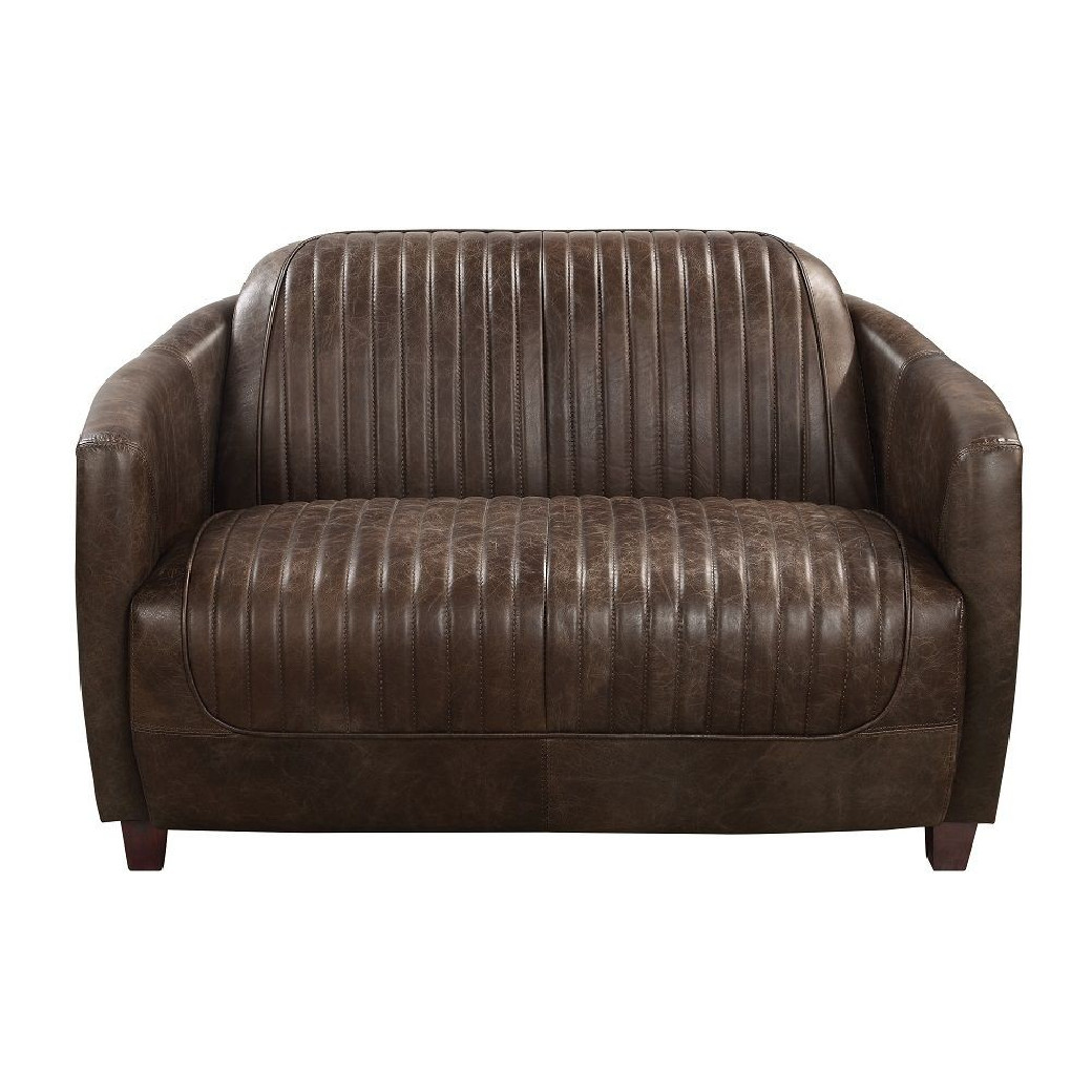 LV01810 Urban Industrial Chic Brancaster Black Top Grain Leather Loveseat by Acme Furniture
