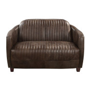 LV01810 Urban Industrial Chic Brancaster Black Top Grain Leather Loveseat by Acme Furniture