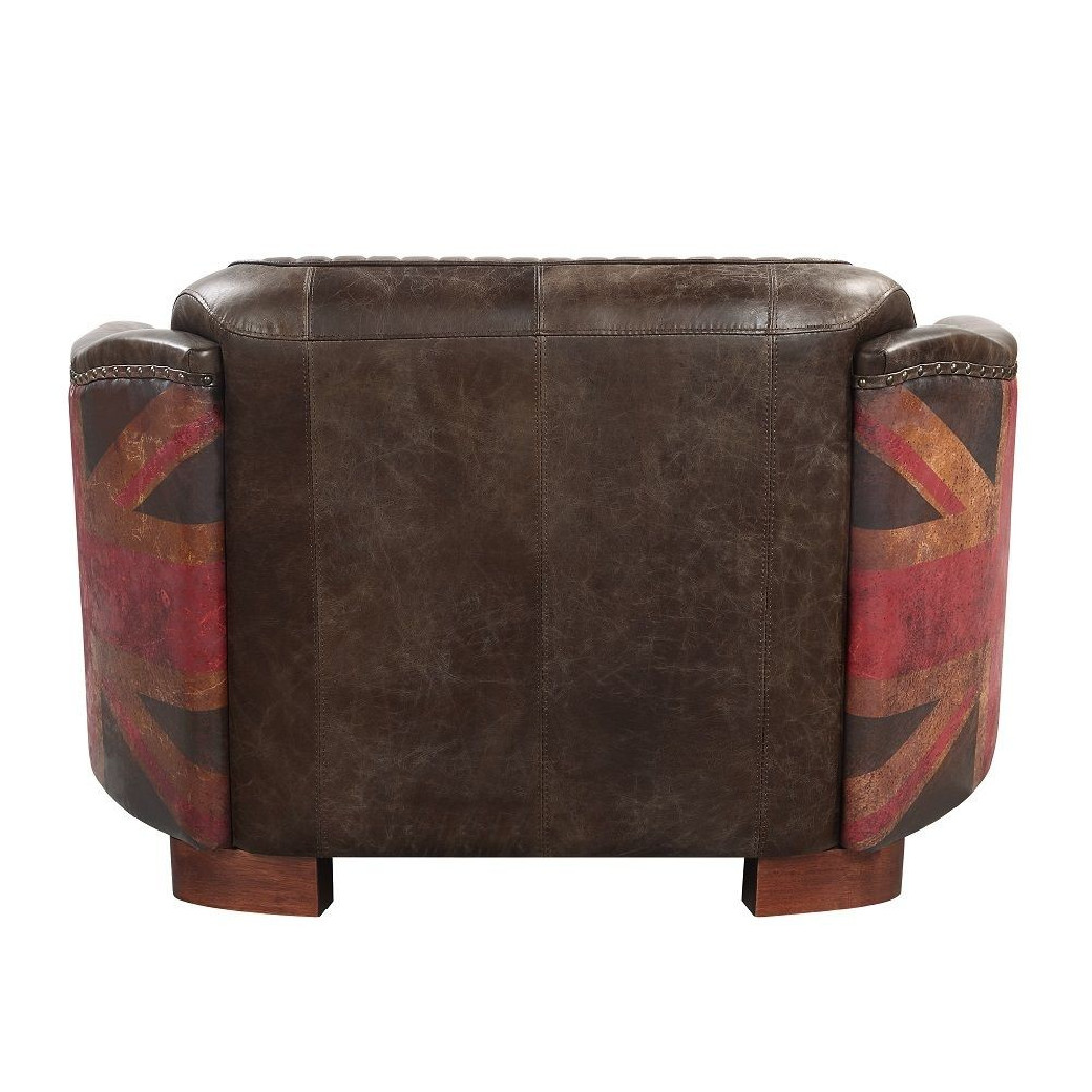 LV01810 Urban Industrial Chic Brancaster Black Top Grain Leather Loveseat by Acme Furniture