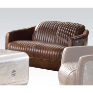 53546 Urban Industrial Chic Brancaster Brown Top Grain Leather Loveseat by Acme Furniture