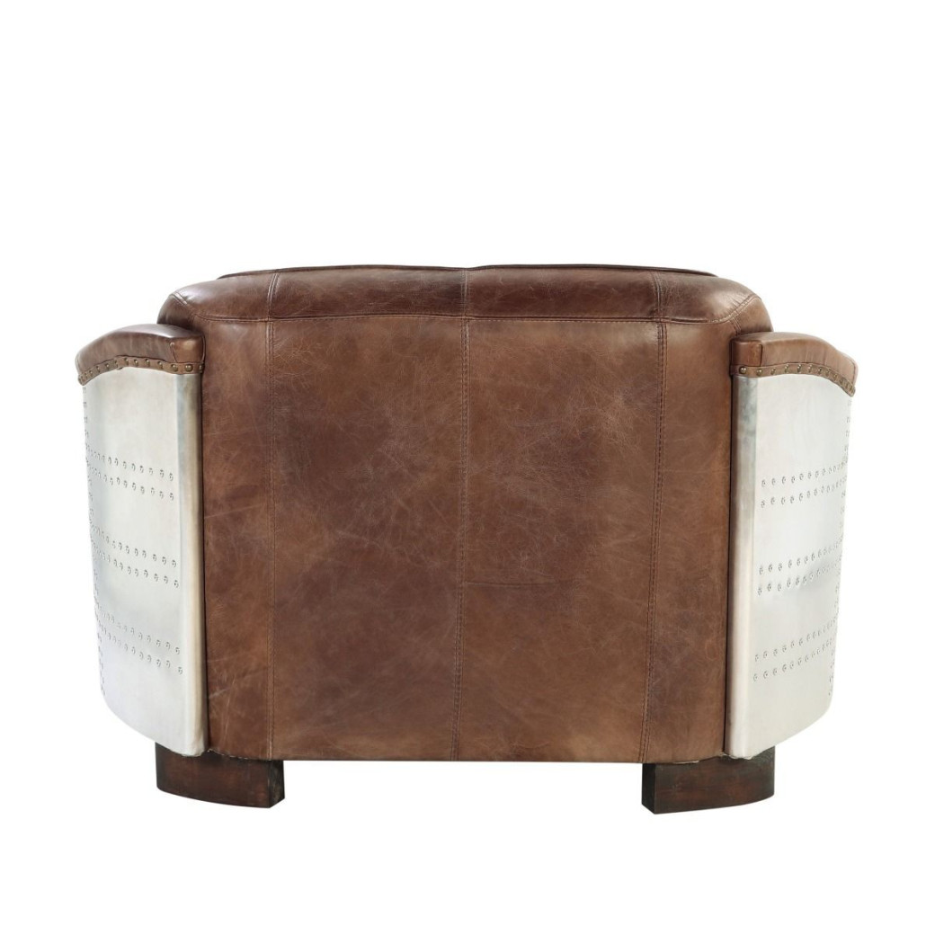 53546 Urban Industrial Chic Brancaster Brown Top Grain Leather Loveseat by Acme Furniture