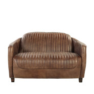 53546 Urban Industrial Chic Brancaster Brown Top Grain Leather Loveseat by Acme Furniture