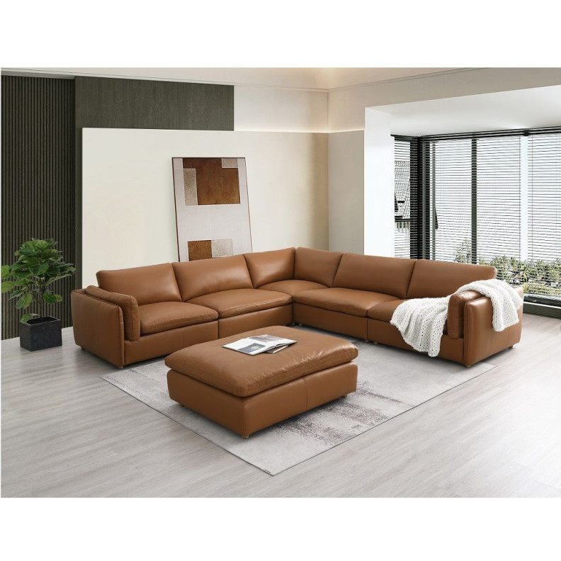 LV03370 Top Grain Brown Leather Brighton Sectional by Acme Furniture