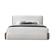 BD02470Q Queen Bed Sandro Collection White Boucle & Walnut Finish by Acme Furniture