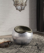 59839 Urban Industrial Chic  Antique Emerald Top Grain Leather & Aluminum Ottoman Brancaster by Acme Furniture