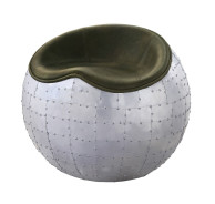 59839 Urban Industrial Chic  Antique Emerald Top Grain Leather & Aluminum Ottoman Brancaster by Acme Furniture