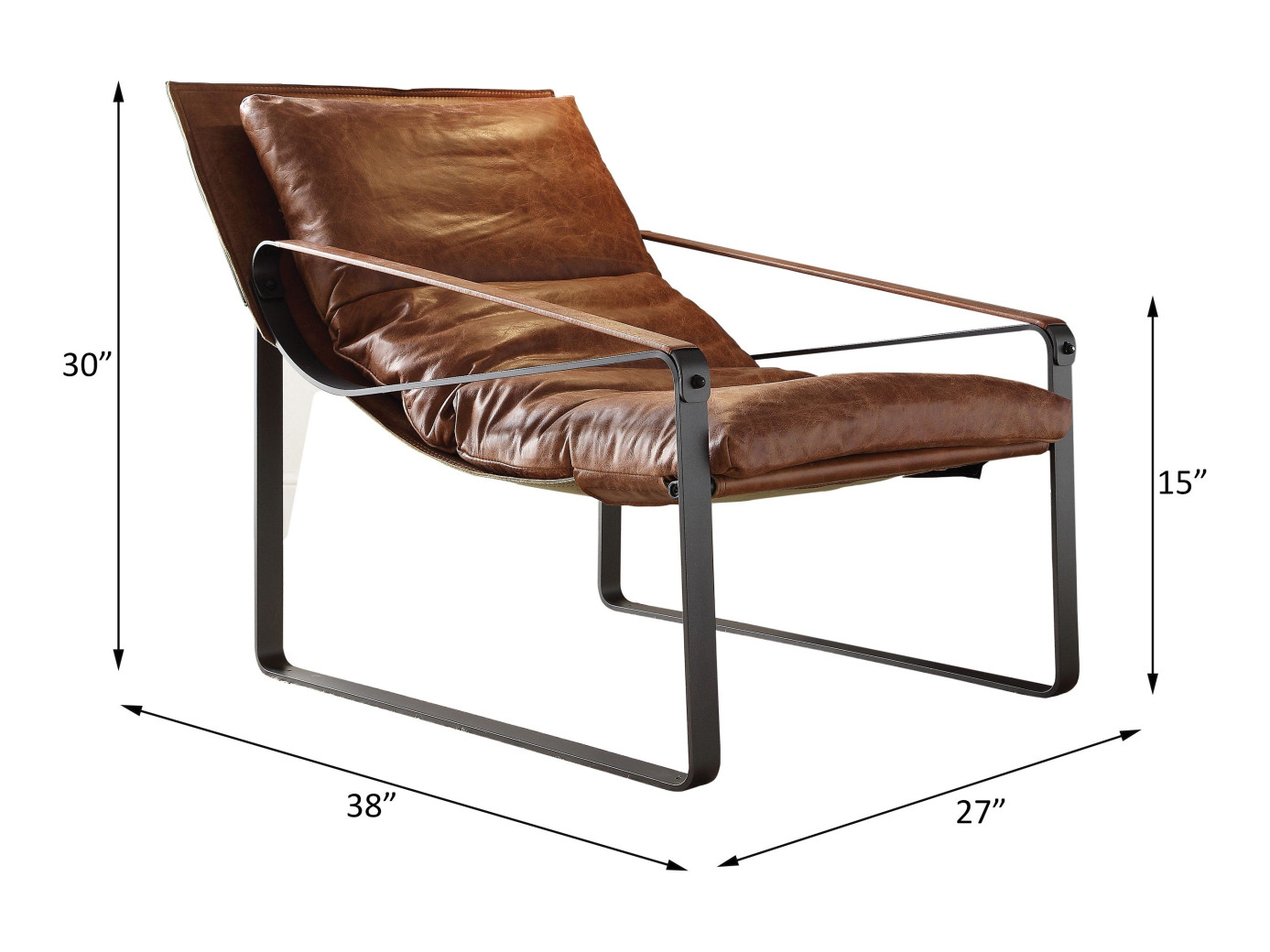 96674 Cocoa Top Grain Leather Quoba Accent Chair By Acme Furniture