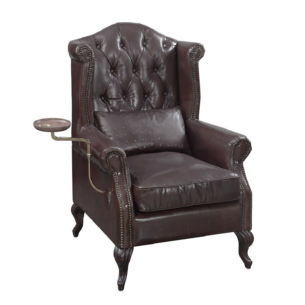 AC02994 Vintage Brown Top Grain Leather Pino Accent Chair by Acme Furniture
