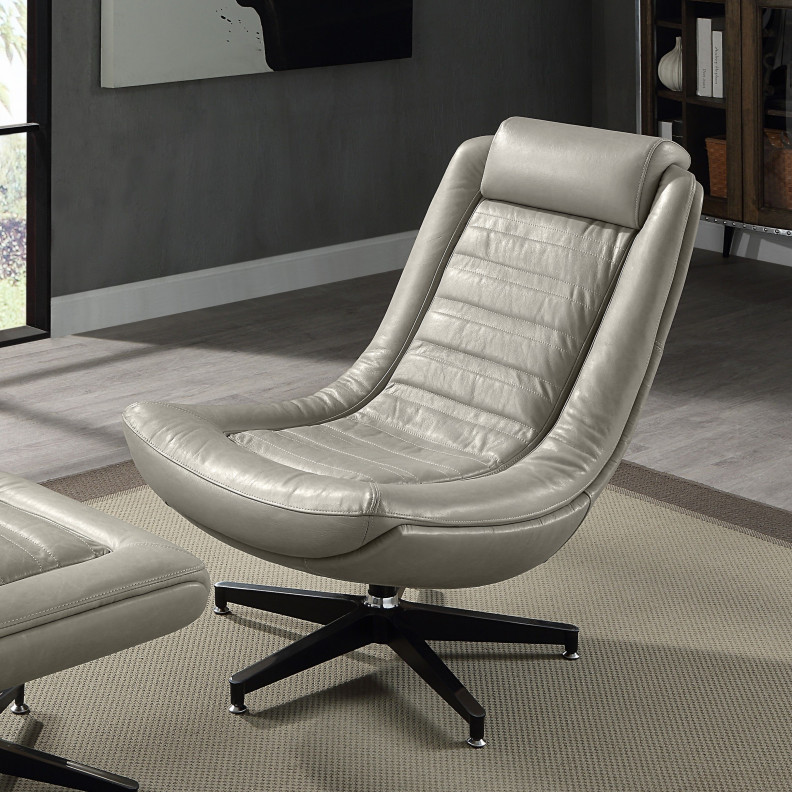 AC02584 Twilight Top Grain Leather Piran Accent Chair W/Swivel by Acme Furniture