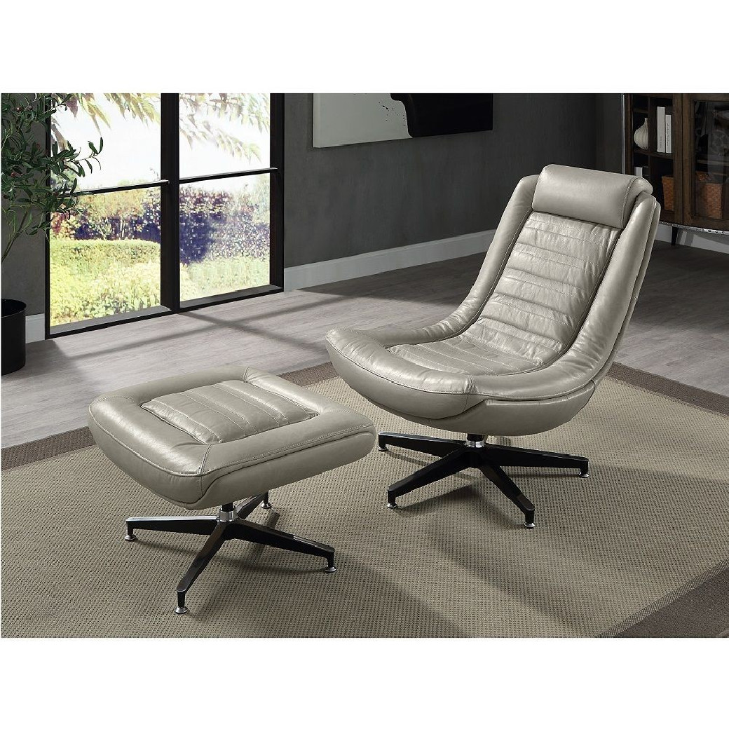 AC02584 Twilight Top Grain Leather Piran Accent Chair W/Swivel by Acme Furniture