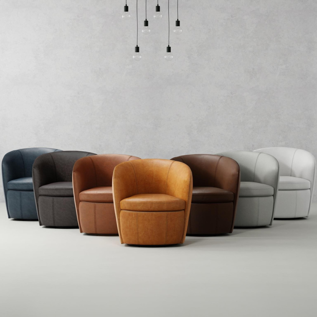Barolo - Steamboat Ice Swivel Genuine Leather Club Chair By Parker House Furniture