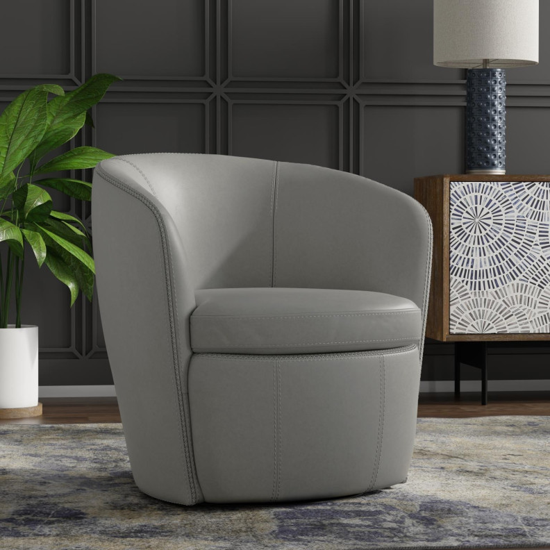 Barolo - Steamboat Ice Swivel Genuine Leather Club Chair By Parker House Furniture