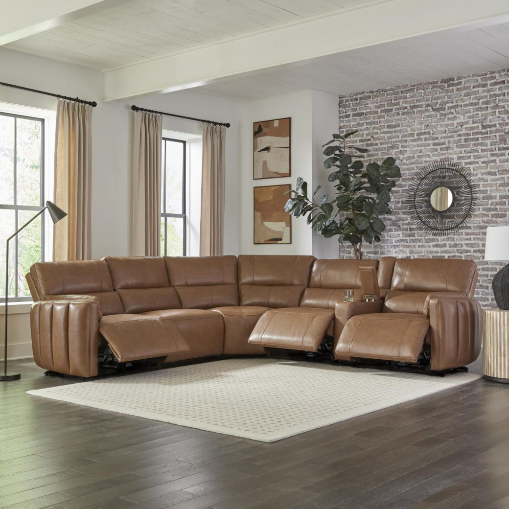 6PC Modular Modesto - Sable Power Reclining Sectional with Power Adjustable Headrests by Parker House