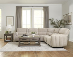 6PC Modular Power Reclining Modesto Buttercream Sectional with Power Adjustable Headrests