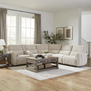 6PC Modular Power Reclining Modesto Buttercream Sectional with Power Adjustable Headrests