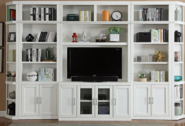 6 Piece Large Entertainment Wall Catalina Cottage White Finish by Parker House Furniture