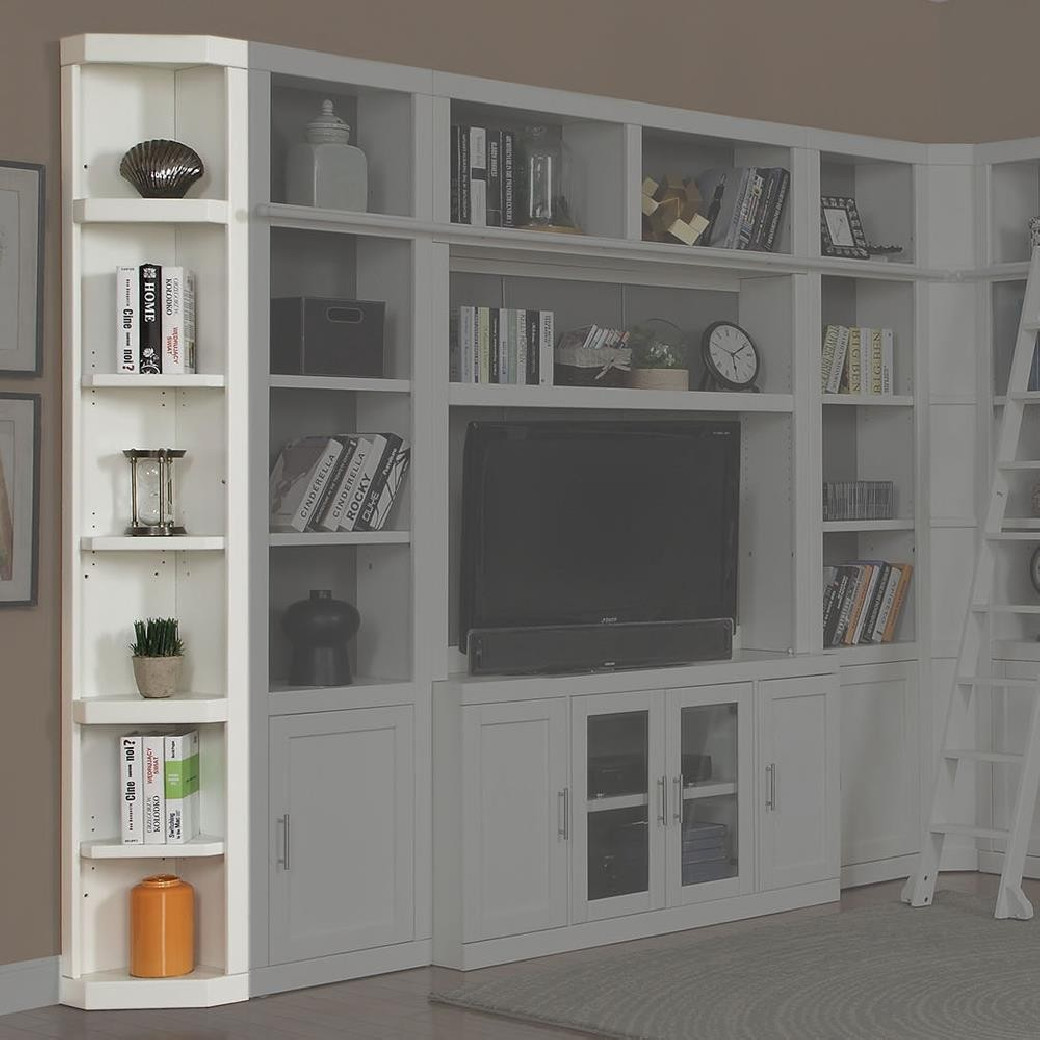 6 Piece Large Entertainment Wall Catalina Cottage White Finish by Parker House Furniture